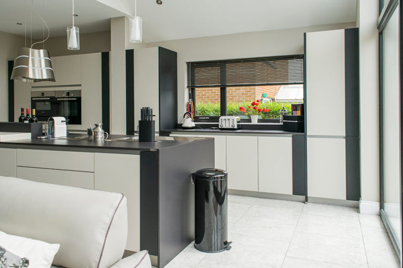 Modern leather and painted kitchen Bangor